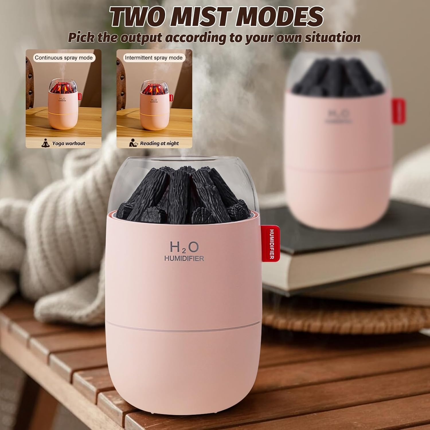 Portable Mini Humidifier for Desk Bedroom Indoor Plant, 280 ml Humidifier for Office Small Room, USB Powered Quiet Cool Mist Humidification Night Light
