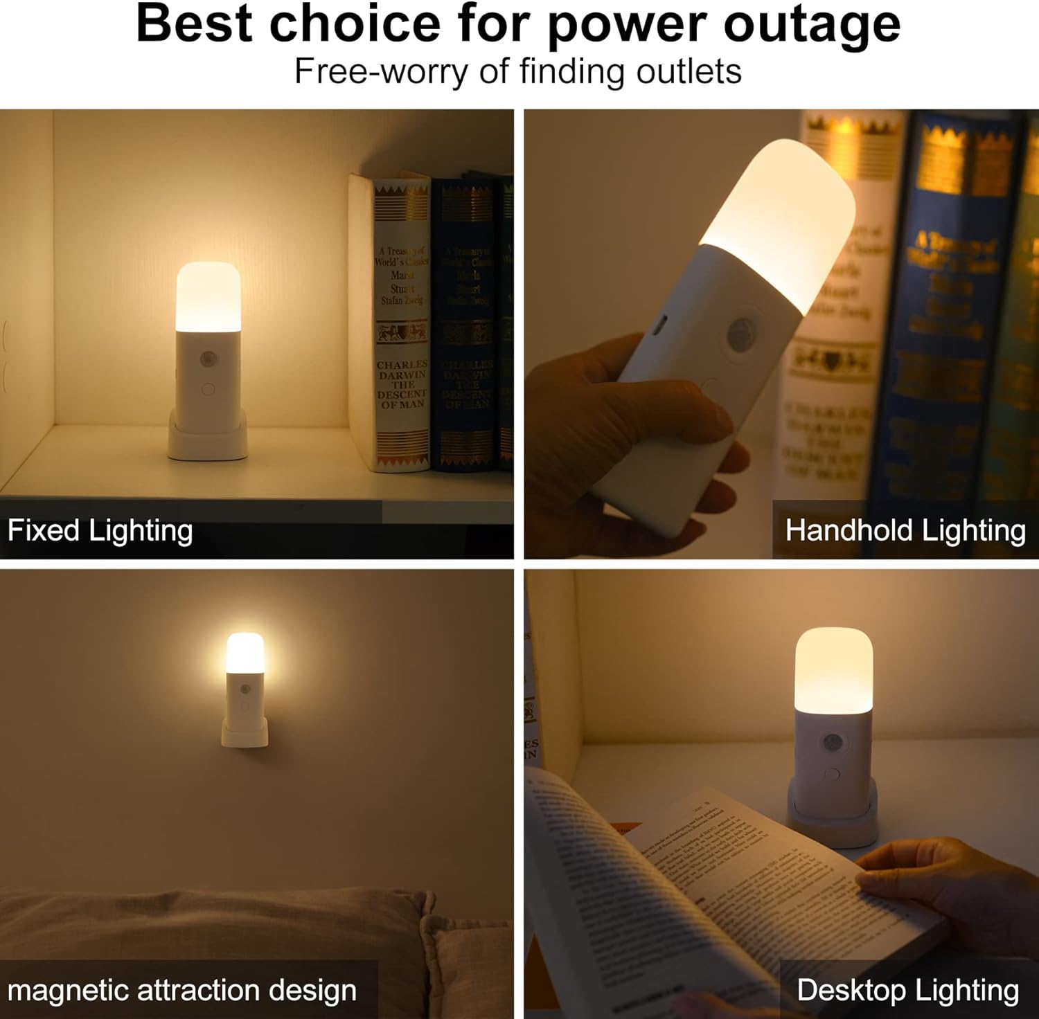 Motion Sensor Night Light, Dimmable Night Lights with 5 Brightness Levels, 2000mAh Rechargeable Battery Operated Light, Portable Motion Sensor Light for Kids Room, Bedroom, Hallway