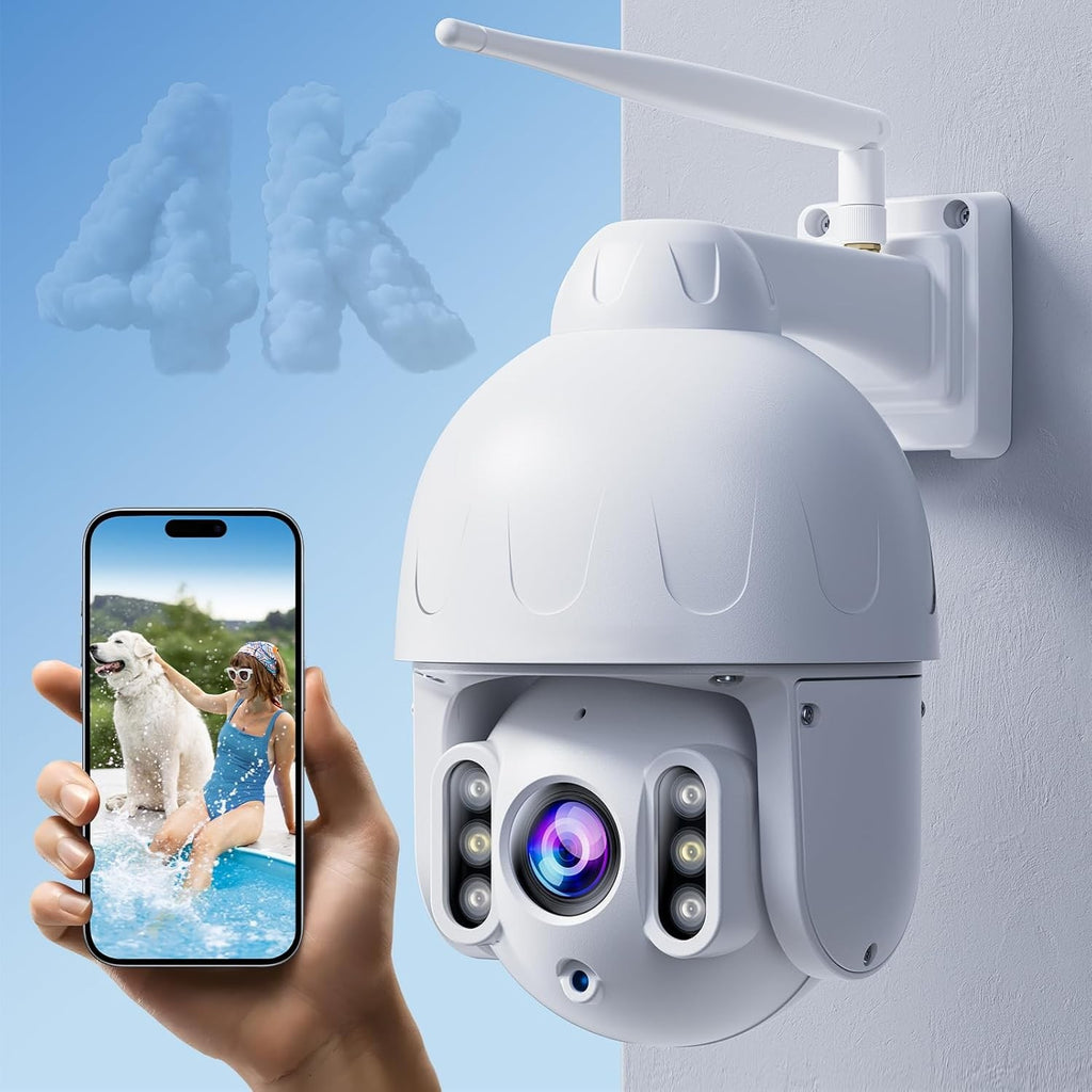 4K/8MP Security Cameras Wireless Outdoor, 5GHz&2.4GHz WiFi Surveillance Camera with Auto Tracking, 4X Optical Zoom,AI Human/Vehicle Detection