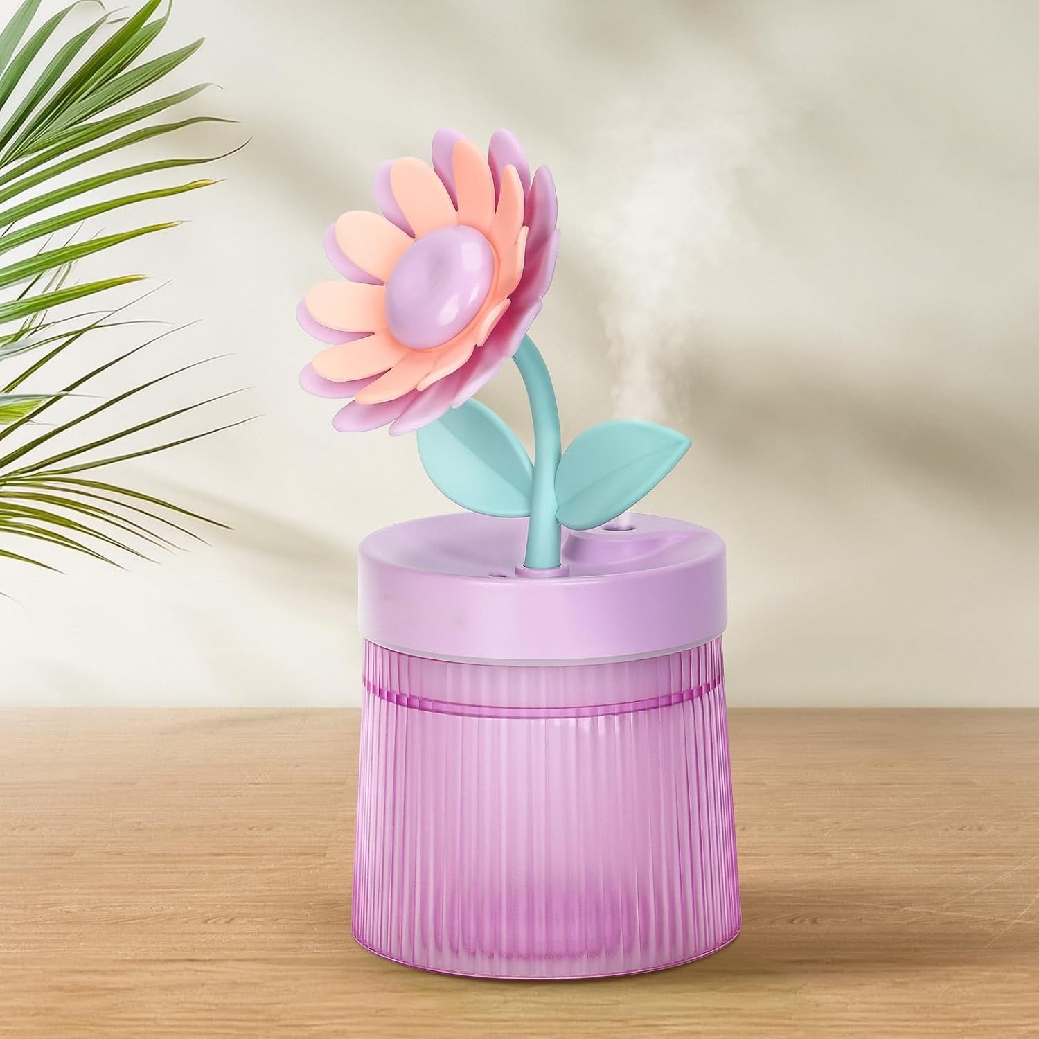 Cute Flower Mini Humidifier, 260ml Sunflower Desktop Humidifiers for Bedroom, Portable Small Cool Mist Humidification for Home, Baby Nursery