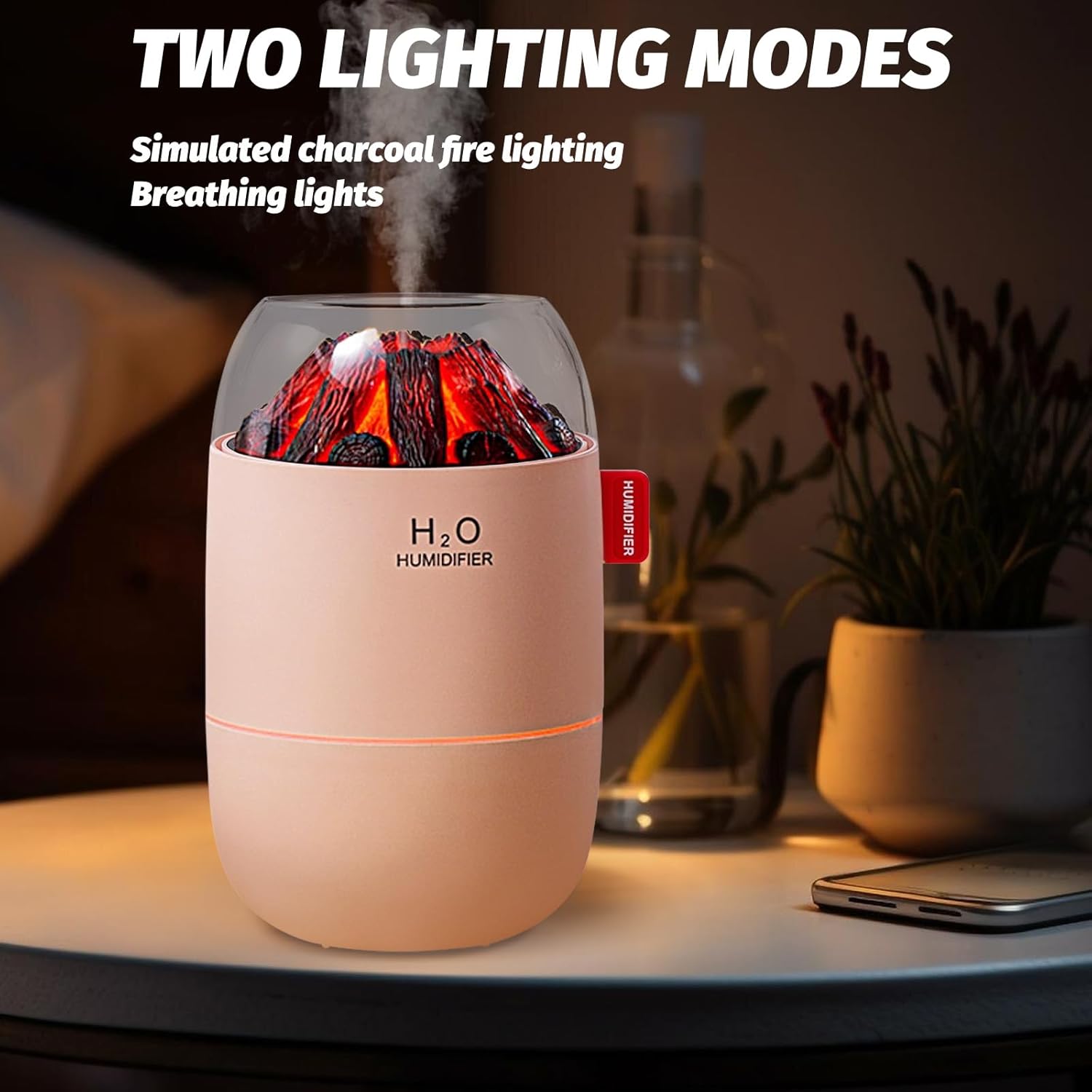 Portable Mini Humidifier for Desk Bedroom Indoor Plant, 280 ml Humidifier for Office Small Room, USB Powered Quiet Cool Mist Humidification Night Light