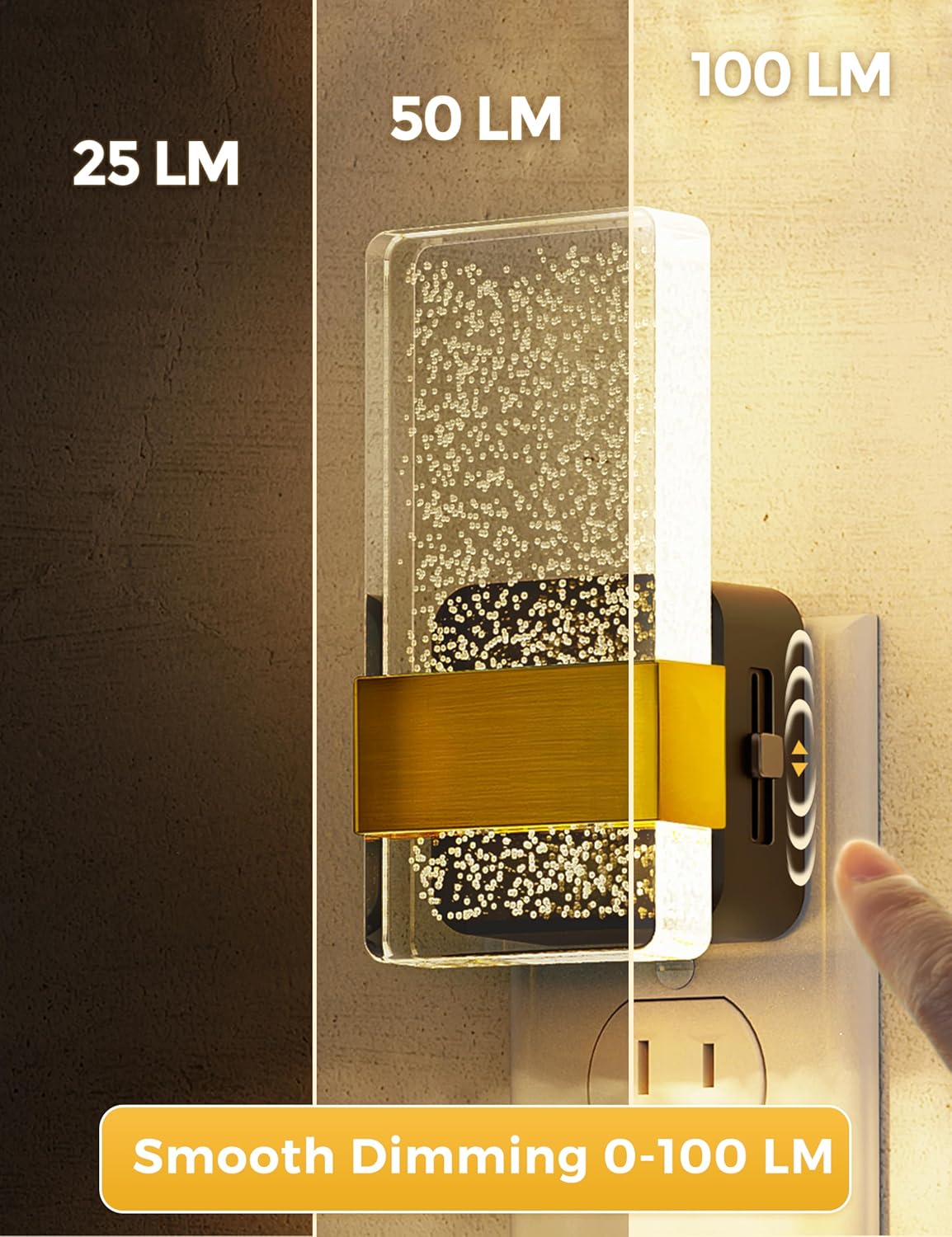 Night Lights Plug Into Wall, 2 Pack Plug in Night Light LED with Dusk to Dawn Sensor, 0-100LM Dimmable Nightlight, Wall Sconce-Style Design Nightlights for Bathroom