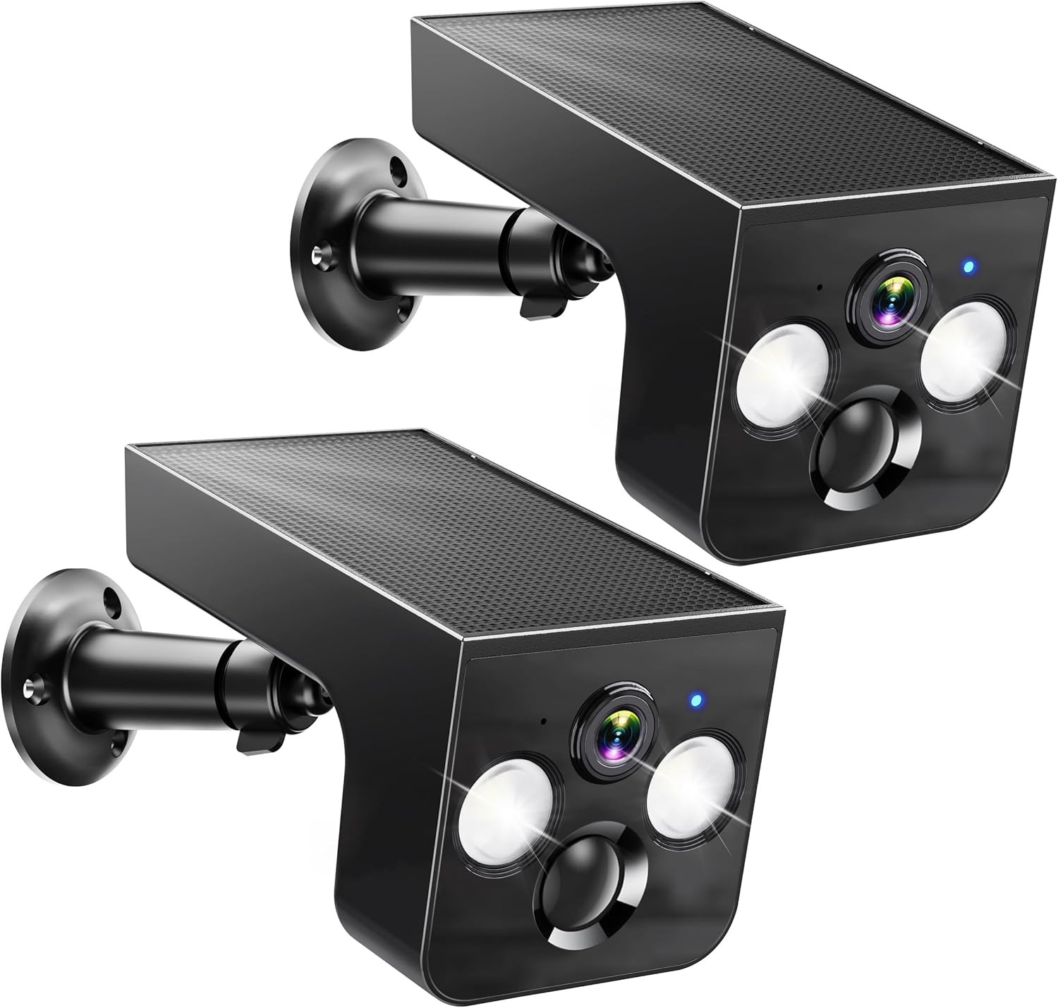 Solar Security Cameras Wireless Outdoor 2K Battery Powered AI Motion Detection 2-Way Talk Color Night Vision WiFi Waterproof SD/Cloud Storage Non-stop Solar Panel Camera Outdoor Wireless 2-Pack